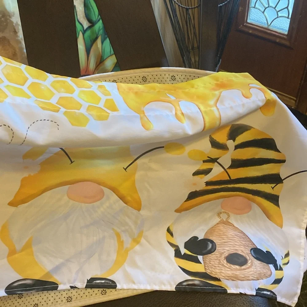 Sunflower fall gnomes bathroom set Shower curtain, window valance bath rug